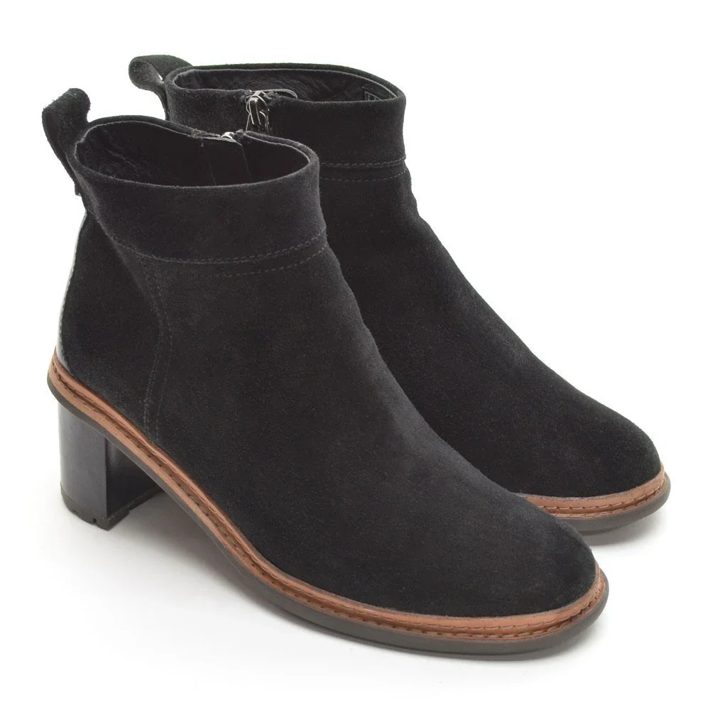 Clarks Trace Glow Black Suede Zip Ankle Boots 39 / 8